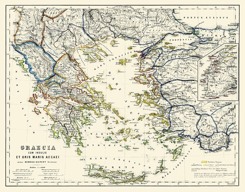 Islands Aegean Sea Greece Turkey - Kiepert 1903 art print by Kiepert for $57.95 CAD