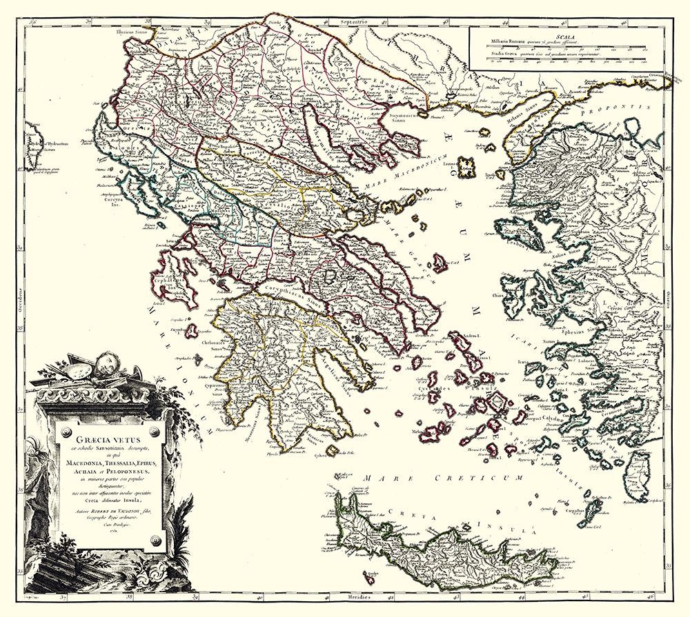 Ancient Greece - Vaugondy 1757 art print by Vaugondy for $57.95 CAD