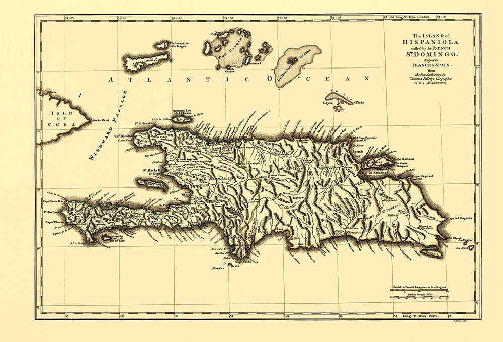 Hispaniola Island St Domingo Dominican Rep Haiti art print by Jeffreys for $57.95 CAD