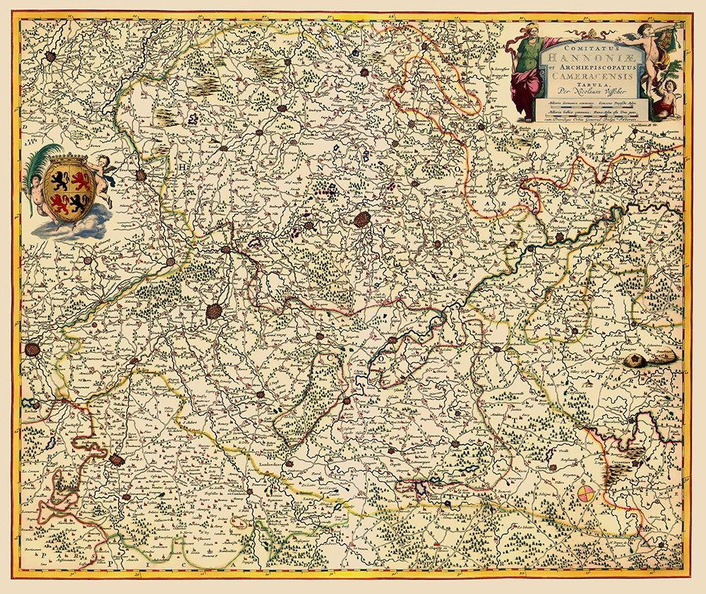 Benelux Hainaut Province Belgium - Visscher 1681 art print by Visscher for $57.95 CAD