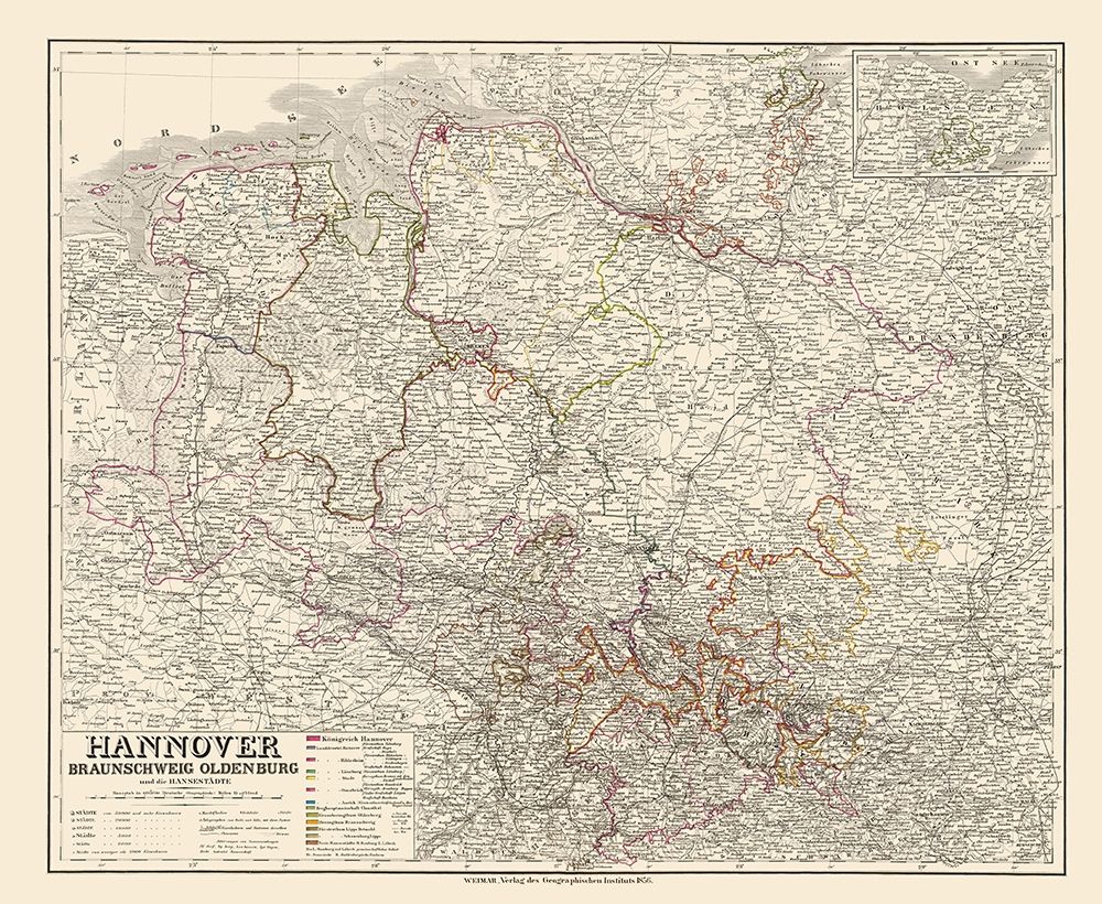 Hannover Germany - Weimar 1856 art print by Weimar for $57.95 CAD