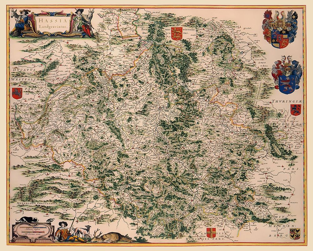 Hesse Kassel Region Germany - Blaeu 1662 art print by Blaeu for $57.95 CAD