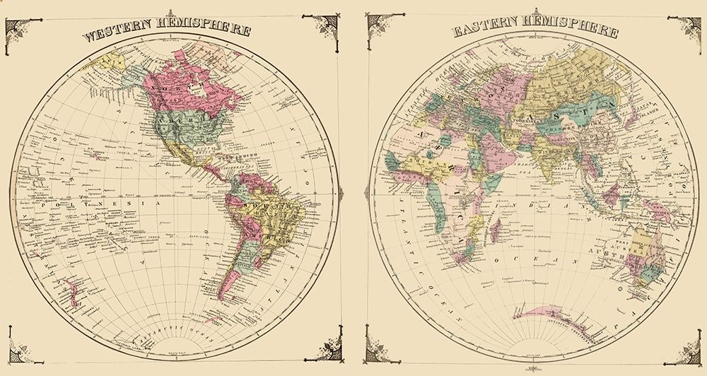 Western Eastern Hemispheres - Andreas 1874 art print by Andreas for $57.95 CAD
