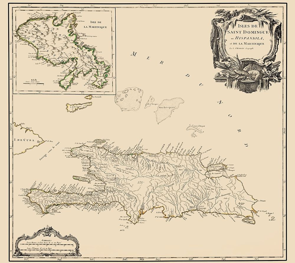 Caribbean Hispaniola Martinique - Boudet 1750 art print by Boudet for $57.95 CAD