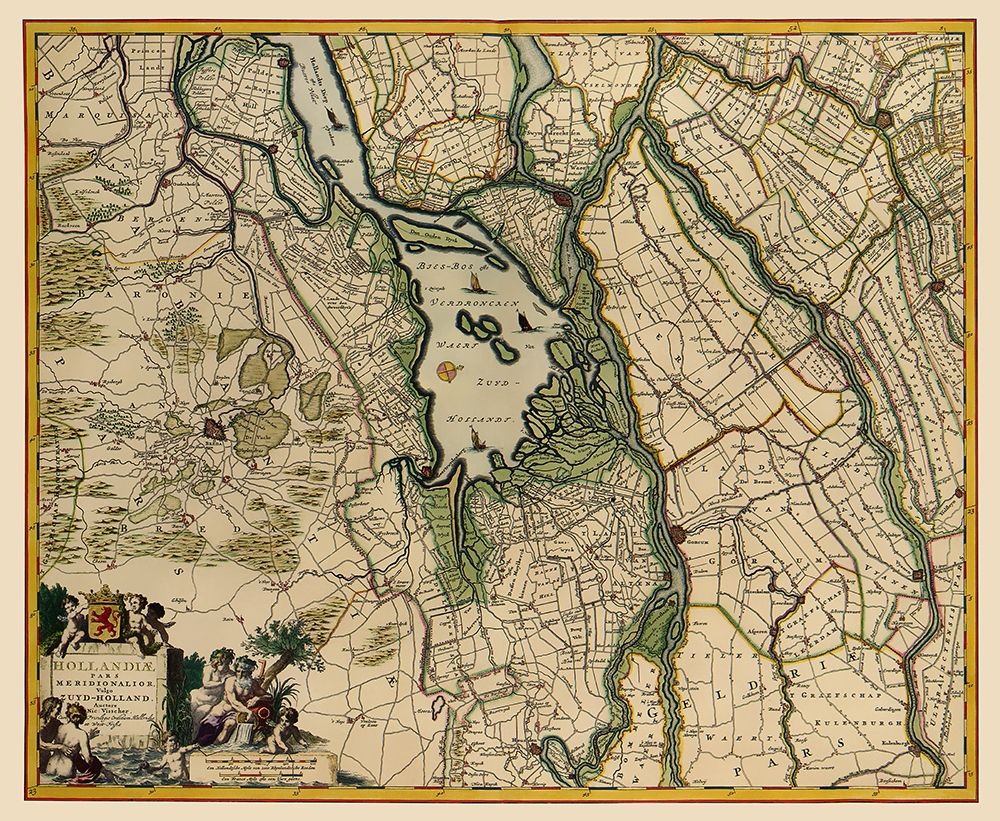 Southern Holland Netherlands - Visscher 1680 art print by Visscher for $57.95 CAD
