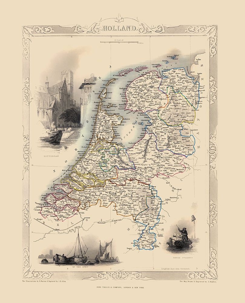 Holland Netherlands - Tallis 1851 art print by Tallis for $57.95 CAD