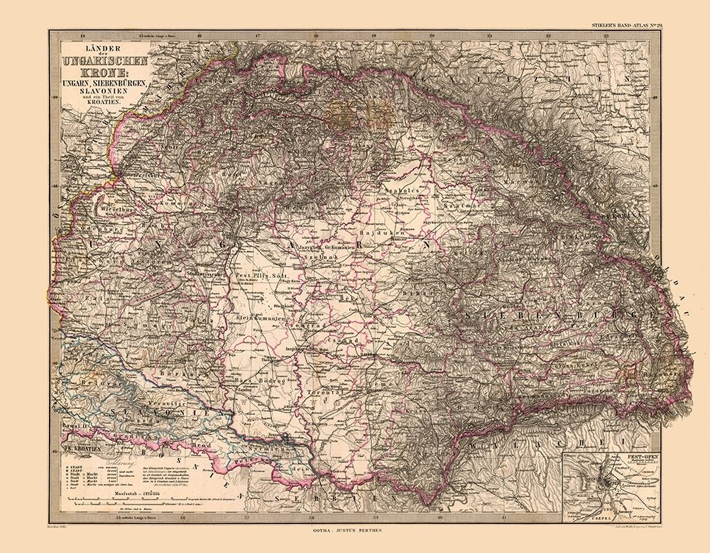 Countries of Hungarian Crown Europe - Stieler 1885 art print by Stieler for $57.95 CAD