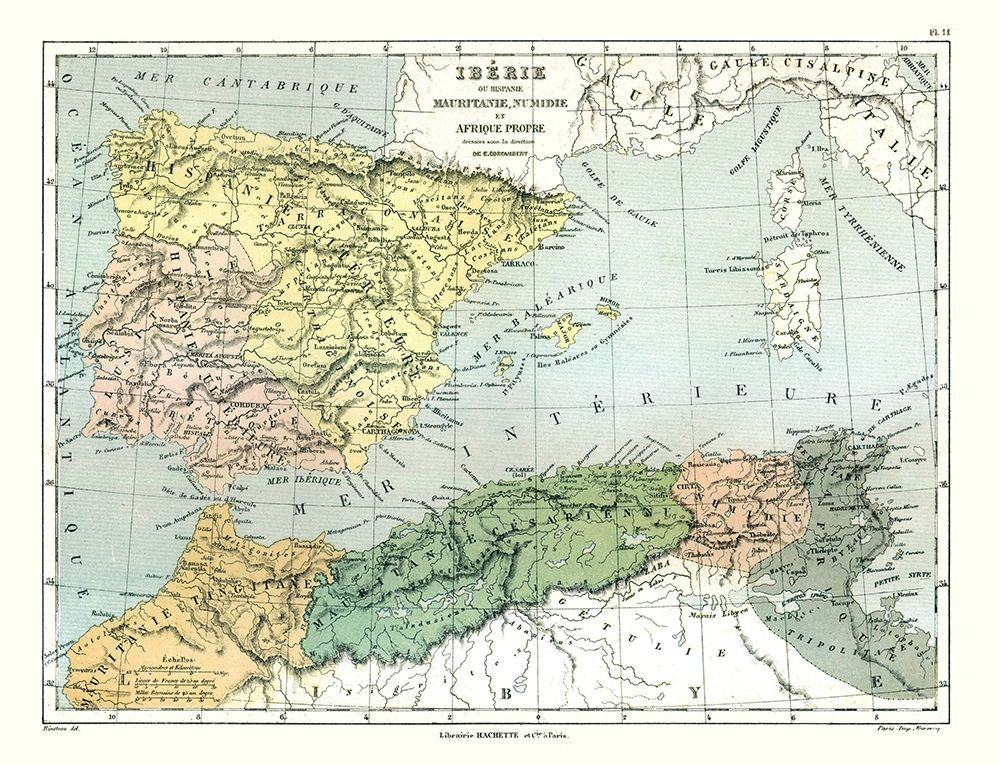 Iberian Peninsula Spain Africa - Cortambert 1880 art print by Cortambert for $57.95 CAD