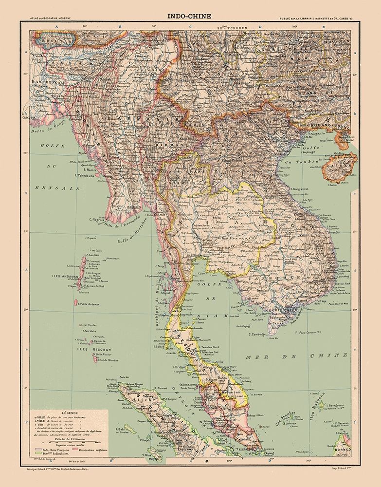 Asia Indochina - Schrader 1908 art print by Schrader for $57.95 CAD