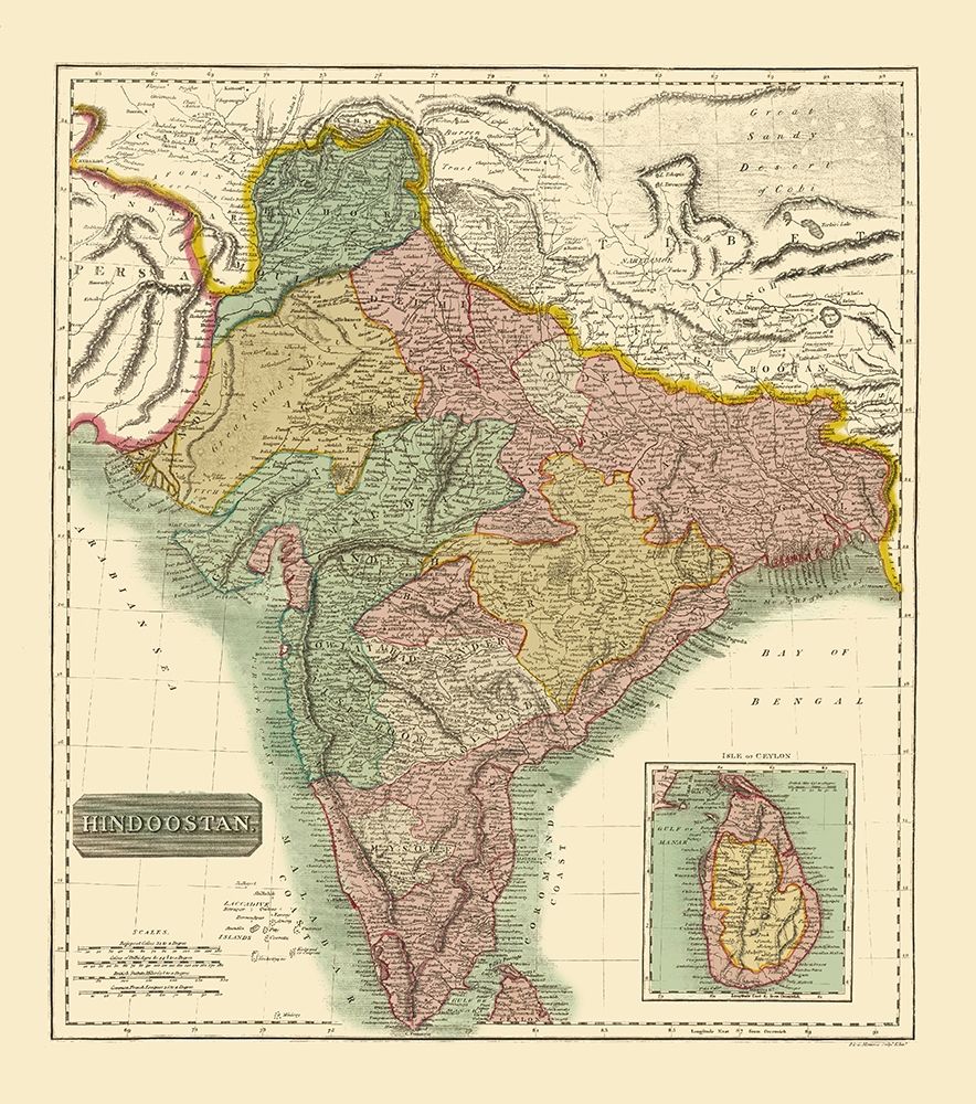Hindostan British India - Thomson 1814 art print by Thomson for $57.95 CAD