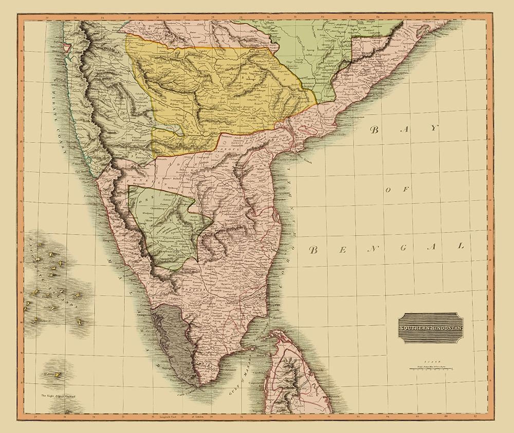 Southern Hindostan British India - Thomson 1816 art print by Thomson for $57.95 CAD
