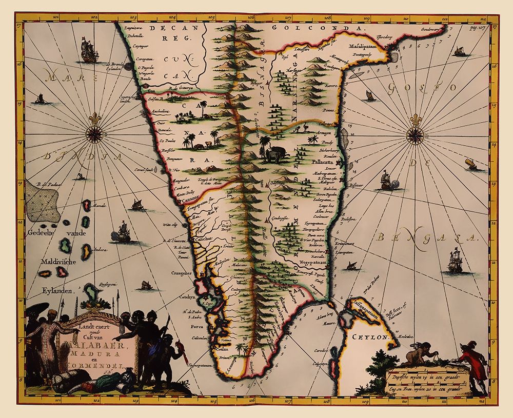 Southern India Ceylon Sri Lanka - Nieuhoff 1682 art print by Nieuhoff for $57.95 CAD