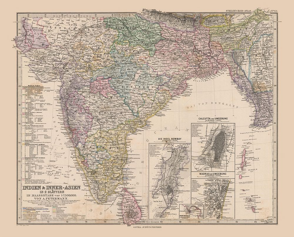 India - Stieler 1885 art print by Stieler for $57.95 CAD