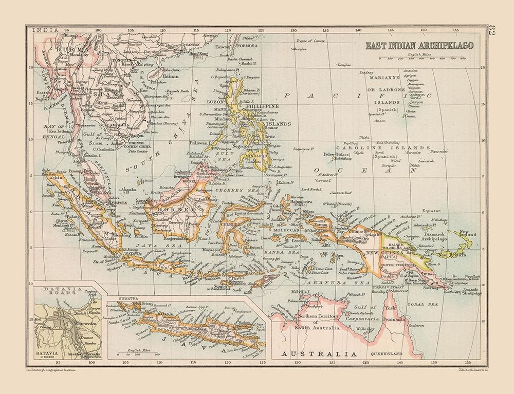 Asia Indonesia - Bartholomew 1892 art print by Bartholomew for $57.95 CAD