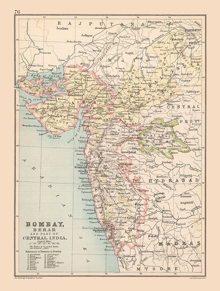 West Coast India - Bartholomew 1892 art print by Bartholomew for $57.95 CAD