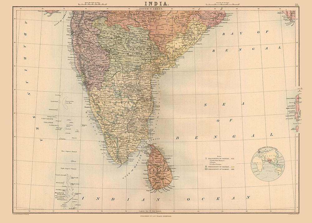 India Sri Lanka - Black 1867 art print by Black for $57.95 CAD