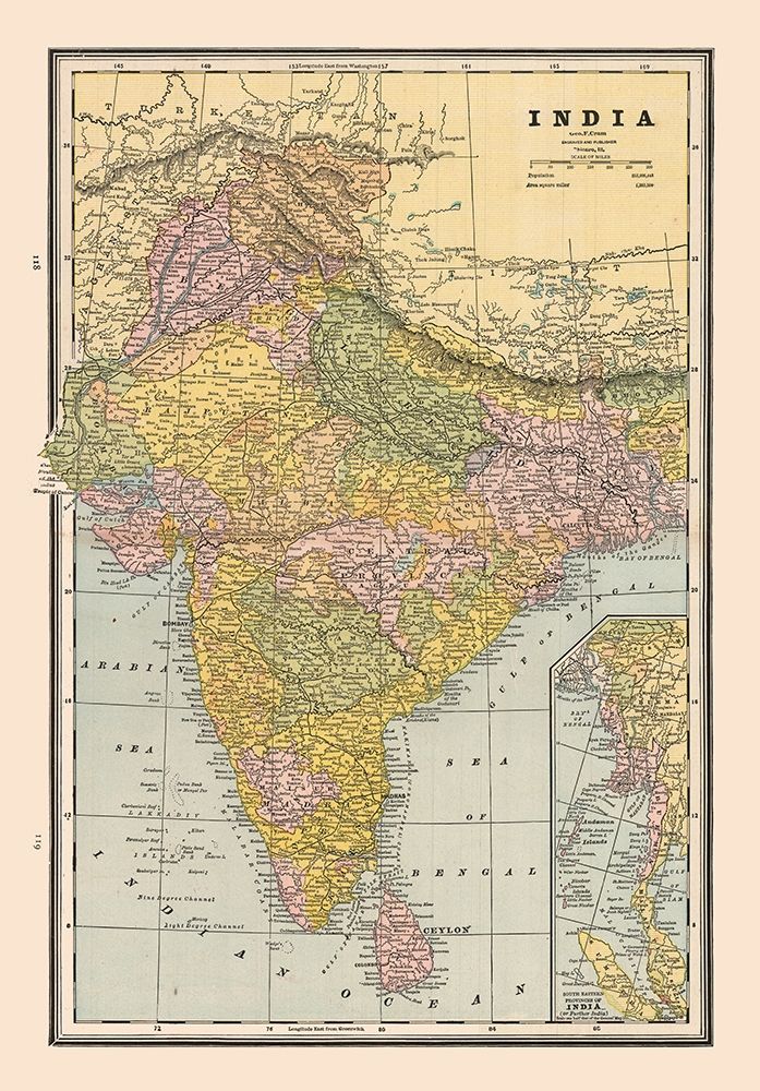 India - Cram 1888 art print by Cram for $57.95 CAD