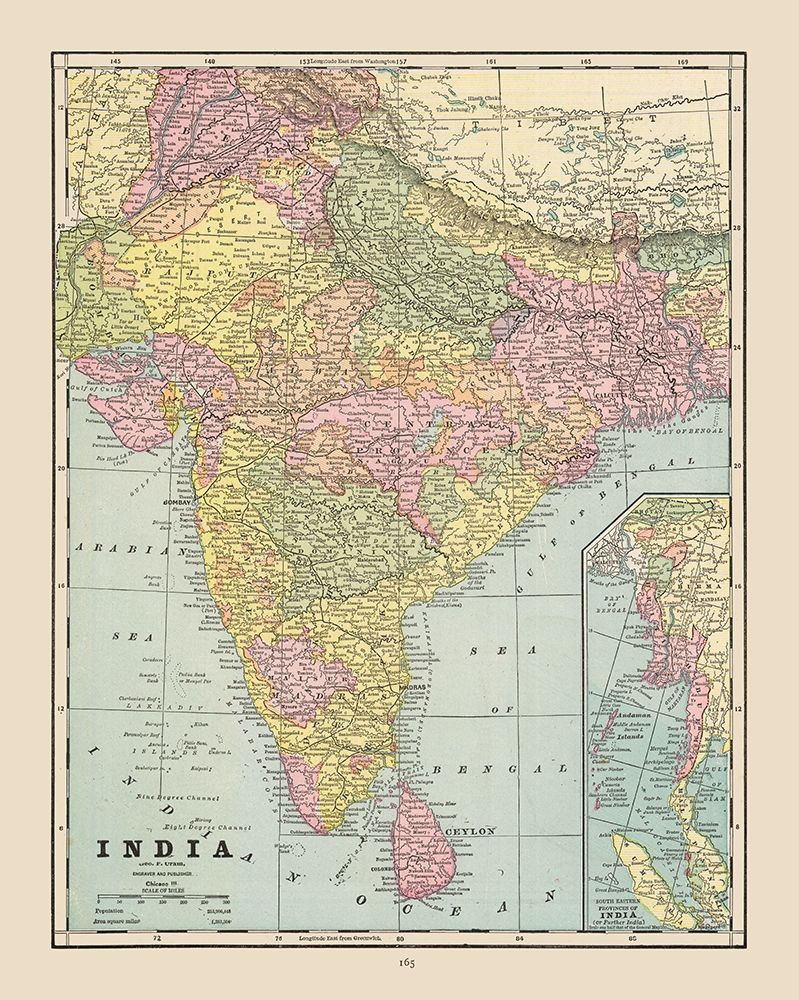 India - Cram 1892 art print by Cram for $57.95 CAD