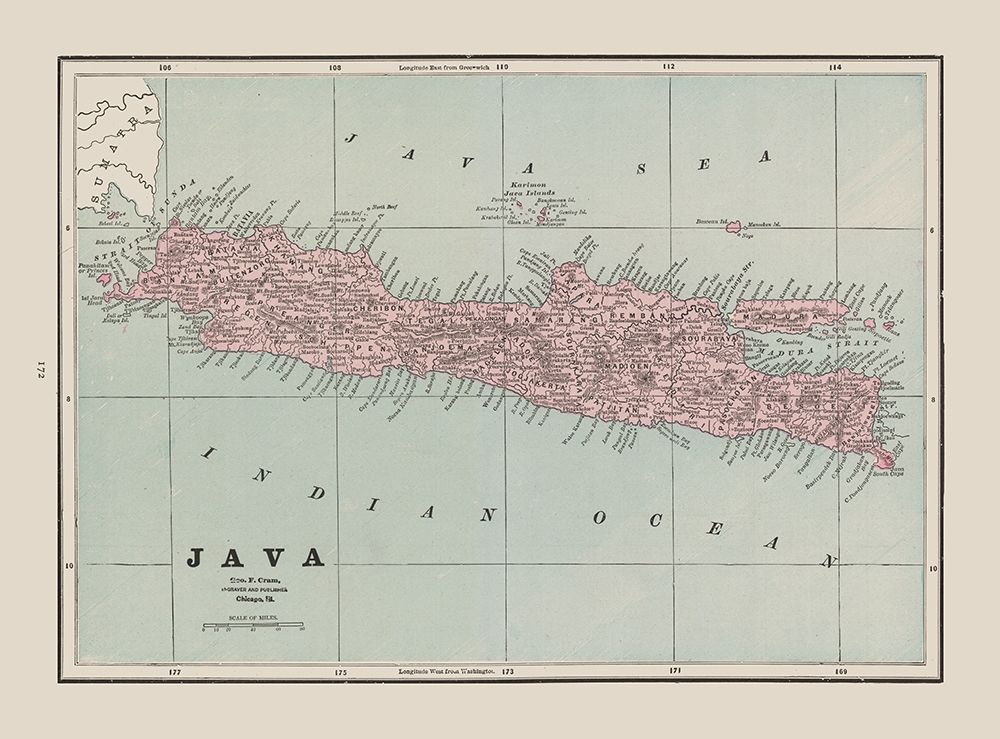 Java Indonesia Asia - Cram 1892 art print by Cram for $57.95 CAD