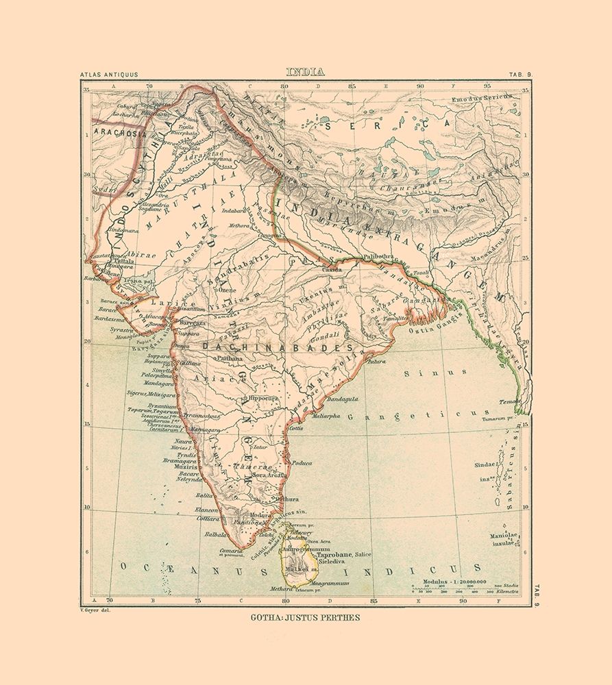 India - Perthes 1896 art print by Perthes for $57.95 CAD