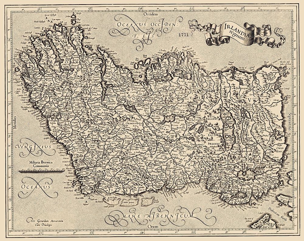 Ireland - Mercator 1595 art print by Mercator for $57.95 CAD