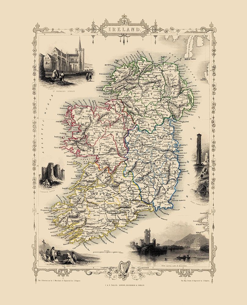 Ireland - Tallis 1851 art print by Tallis for $57.95 CAD