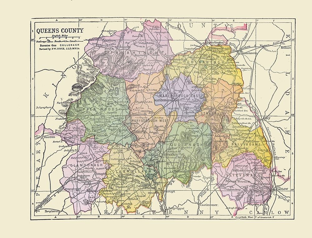 Queens County Ireland - Bartholomew 1882 art print by Bartholomew for $57.95 CAD
