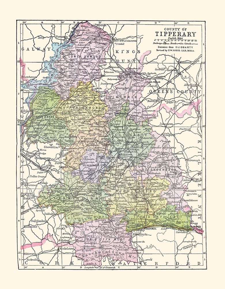 Tipperary County Ireland - Bartholomew 1882 art print by Bartholomew for $57.95 CAD