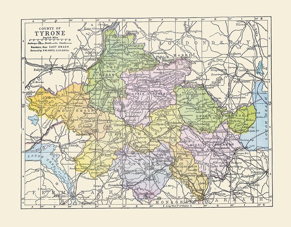 Tyrone County Ireland - Bartholomew 1882 art print by Bartholomew for $57.95 CAD