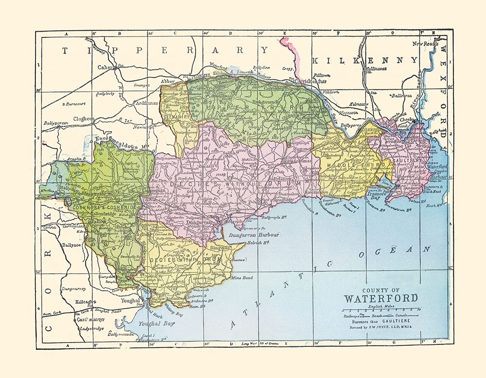 Waterford County Ireland - Bartholomew 1882 art print by Bartholomew for $57.95 CAD