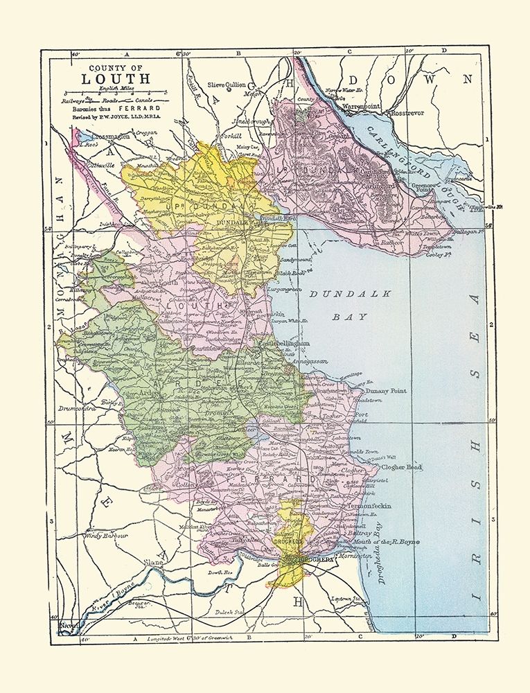 Louth County Ireland - Bartholomew 1882 art print by Bartholomew for $57.95 CAD