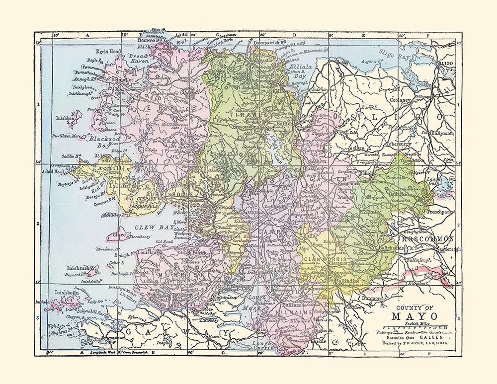 Mayo County Ireland - Bartholomew 1882 art print by Bartholomew for $57.95 CAD