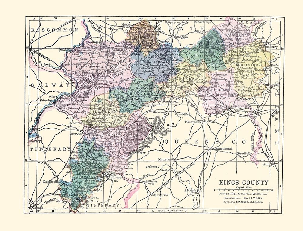 Kings County Ireland - Bartholomew 1882 art print by Bartholomew for $57.95 CAD