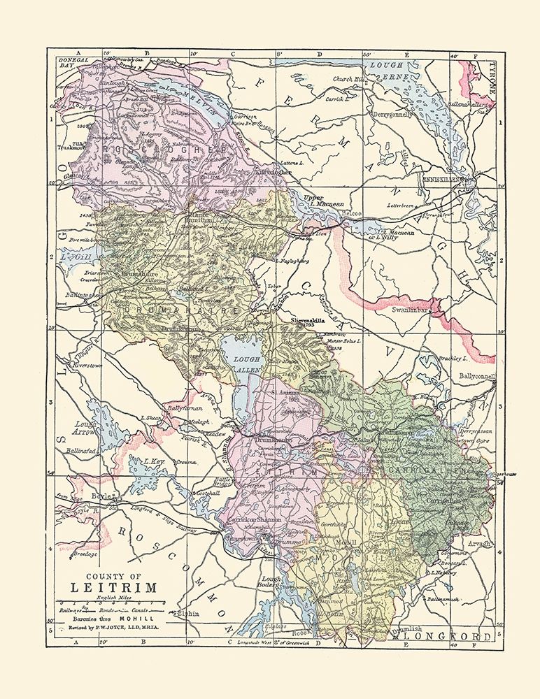 Leitrim County Ireland - Bartholomew 1882 art print by Bartholomew for $57.95 CAD