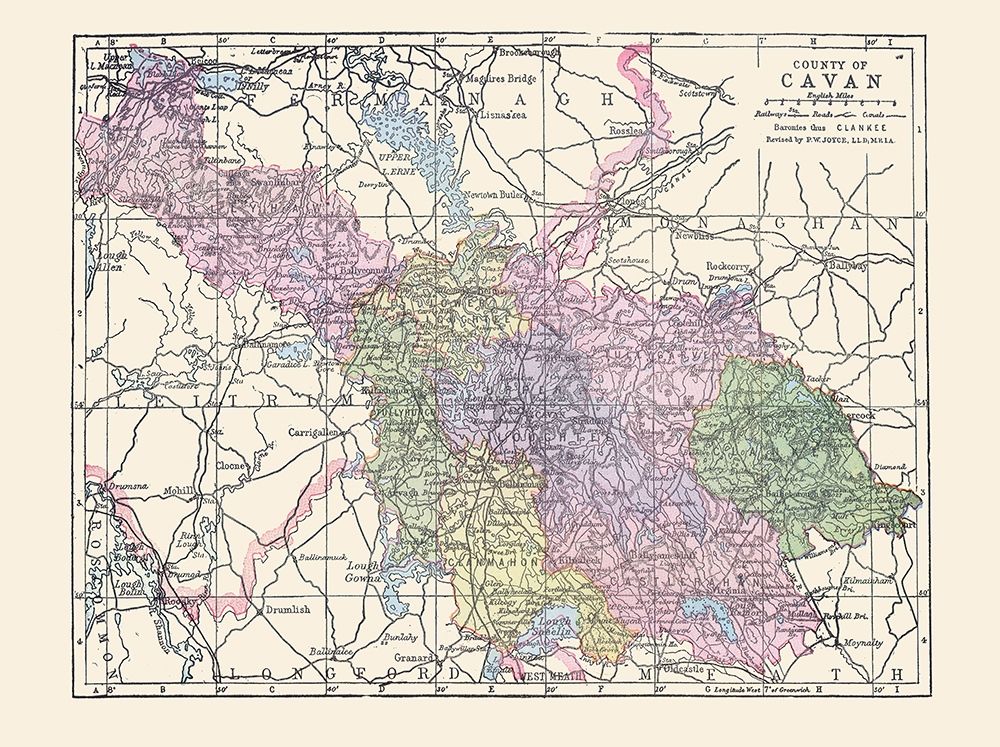 Cavan County Ireland - Bartholomew 1882 art print by Bartholomew for $57.95 CAD