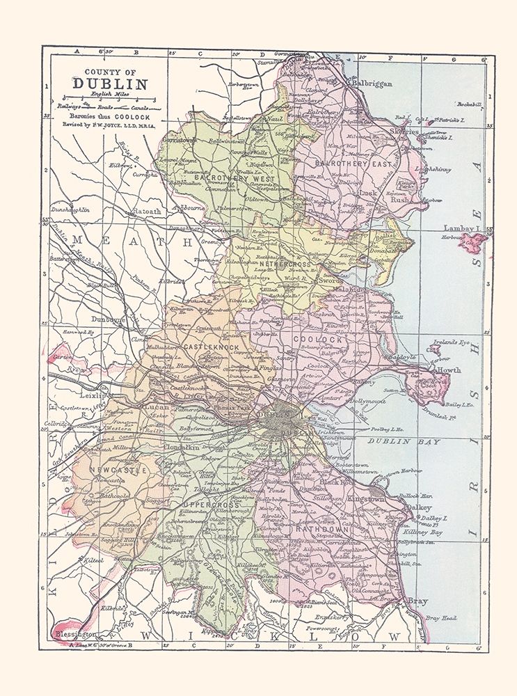 Dublin County Ireland - Bartholomew 1882 art print by Bartholomew for $57.95 CAD