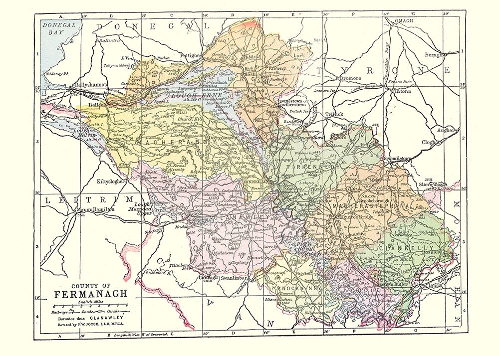 Fermanagh County Ireland - Bartholomew 1882 art print by Bartholomew for $57.95 CAD