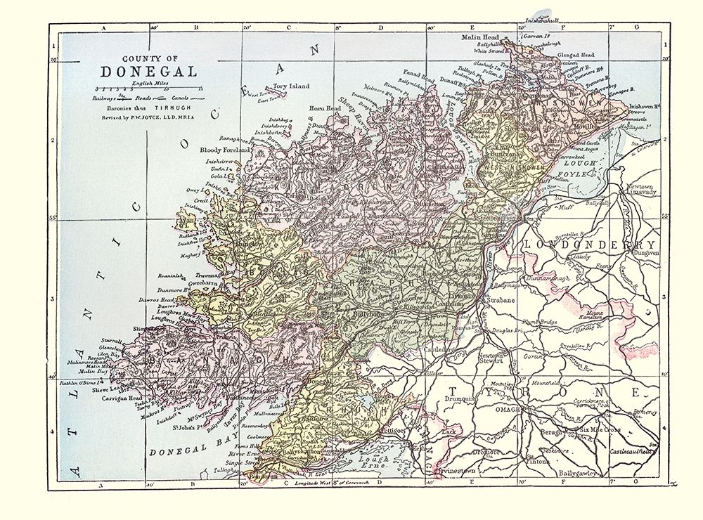 Donegal County Ireland - Bartholomew 1882 art print by Bartholomew for $57.95 CAD