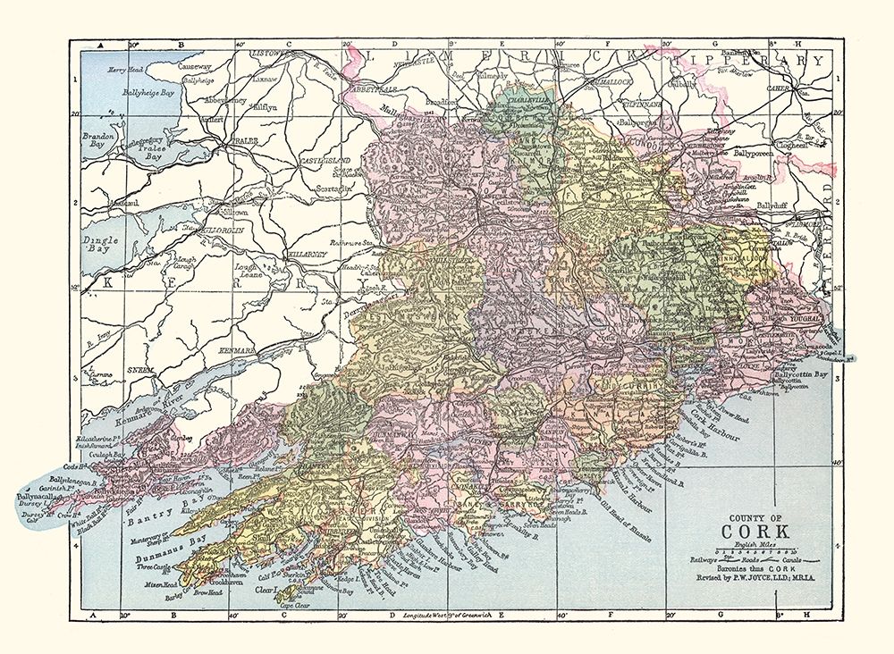Cork County Ireland - Bartholomew 1882 art print by Bartholomew for $57.95 CAD