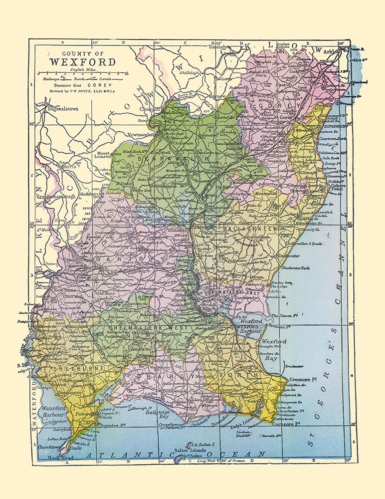 Wexford County Ireland - Bartholomew 1882 art print by Bartholomew for $57.95 CAD
