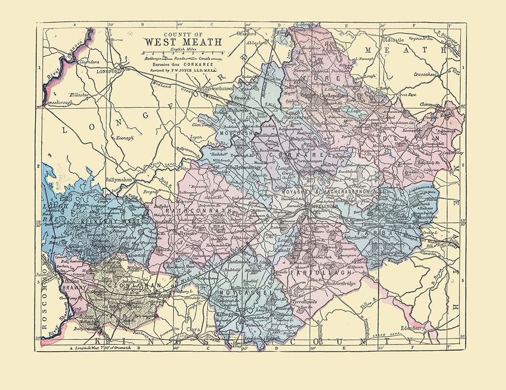 West Meath County Ireland - Bartholomew 1882 art print by Bartholomew for $57.95 CAD