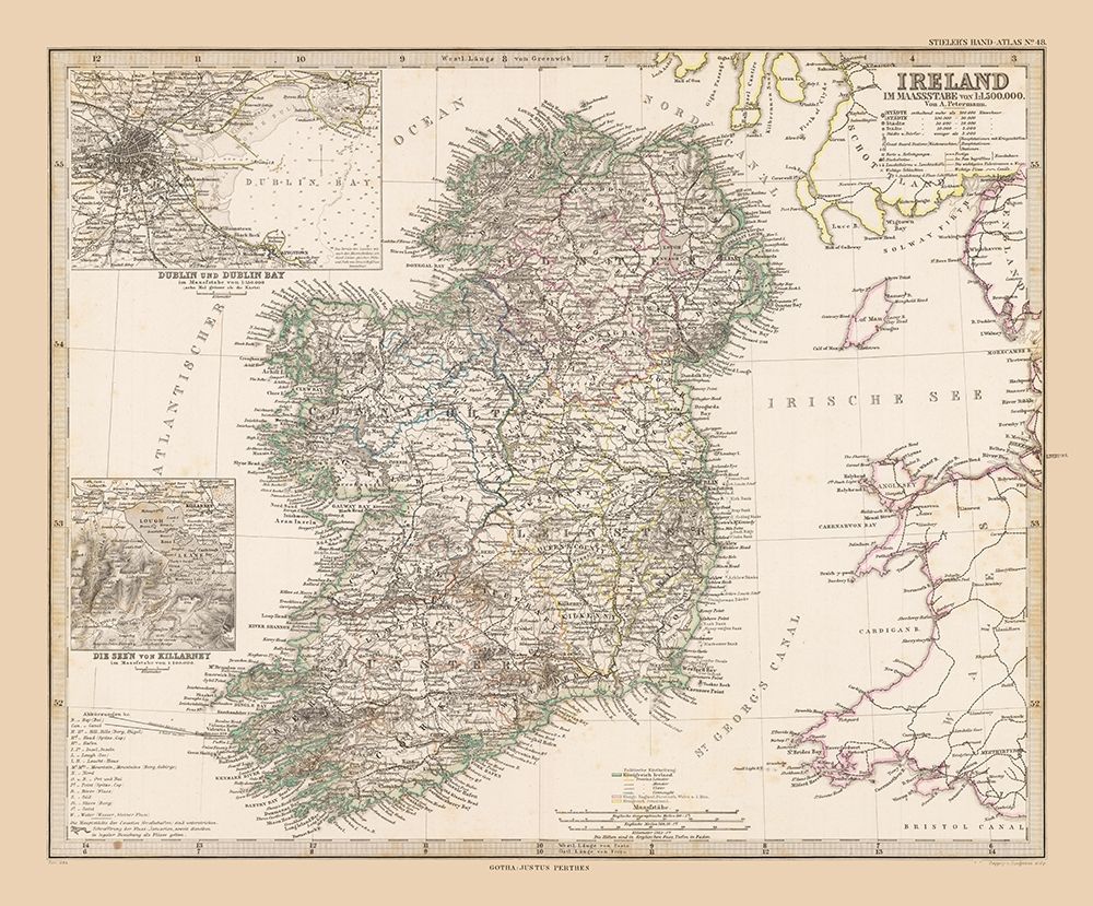Ireland - Stieler 1885 art print by Stieler for $57.95 CAD