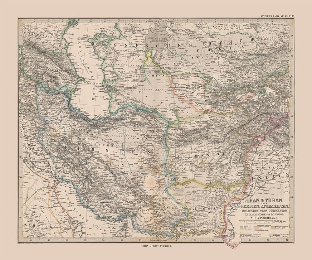 Middle East Iran Afghanistan Pakistan art print by Stieler for $57.95 CAD