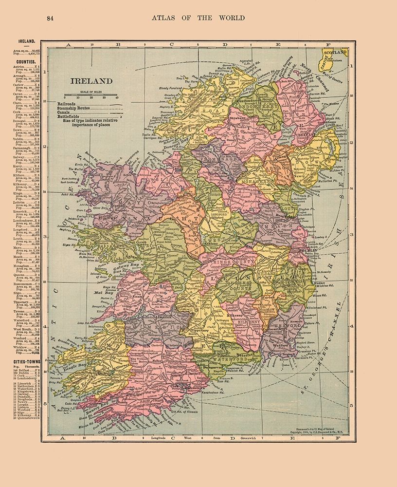 Ireland - Hammond 1910 art print by Hammond for $57.95 CAD
