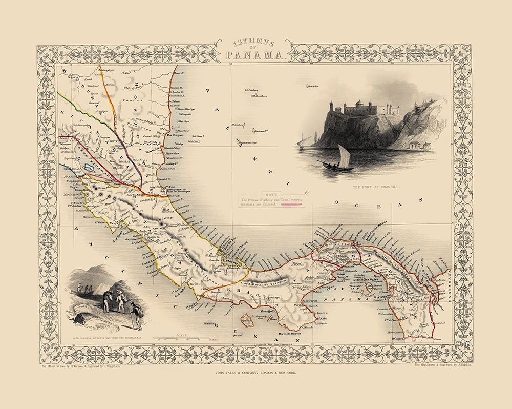 Isthmus of Panama Central America - Tallis 1851 art print by Tallis for $57.95 CAD