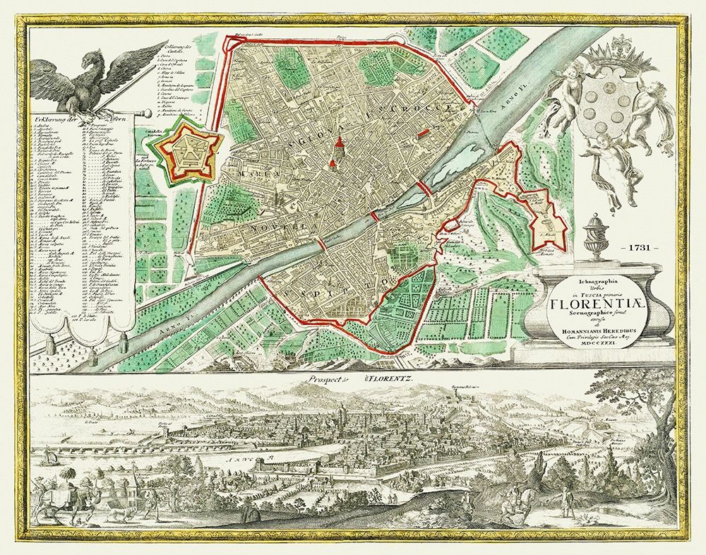 Florence Italy - Homann 1731 art print by Homann for $57.95 CAD