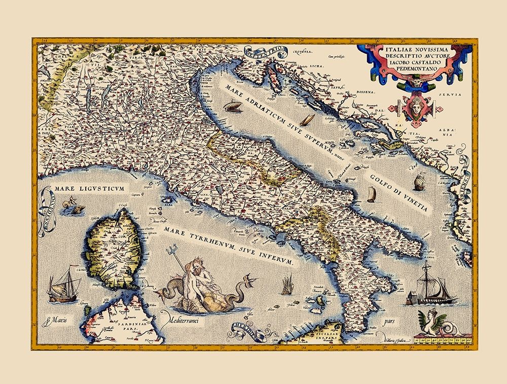 Italy - Ortelius 1570 art print by Ortelius for $57.95 CAD