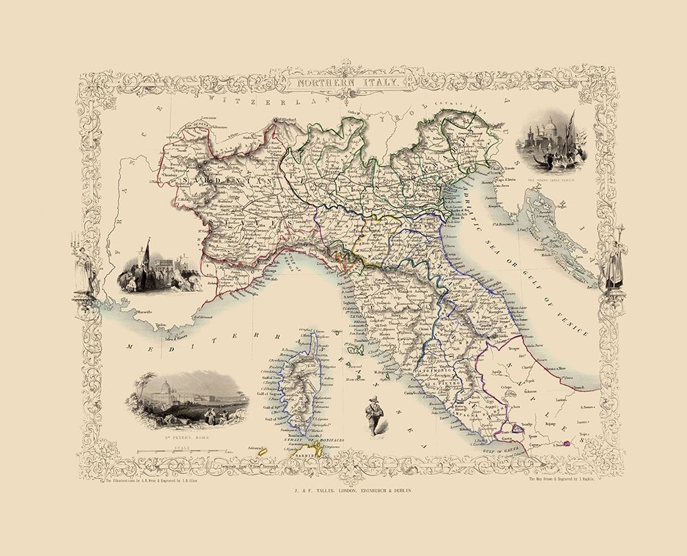 Northern Italy - Tallis 1851 art print by Tallis for $57.95 CAD