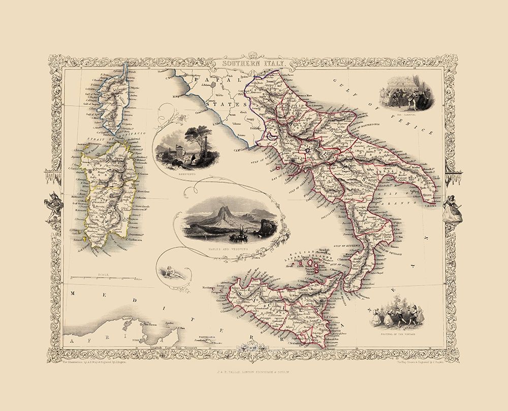 Southern Italy - Tallis 1851 art print by Tallis for $57.95 CAD