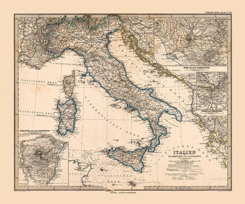 Italy - Stieler 1885 art print by Stieler for $57.95 CAD